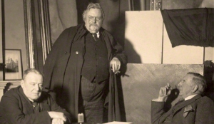 NPG x38279; Hilaire Belloc; G.K. Chesterton; Unknown man possibly by Paul Ferdinand Anton Laib